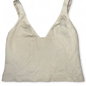 Free People Beige Ribbed Tank Top